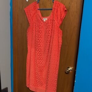 Monroe & Main Vibrant Coral Midi Dress